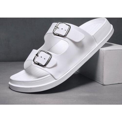 COSMAGIC New Summer Men Beach Slippers Casual Outdoor Double Buckle Lightweight EVA Sole Non-slip Jelly Slides Shoe