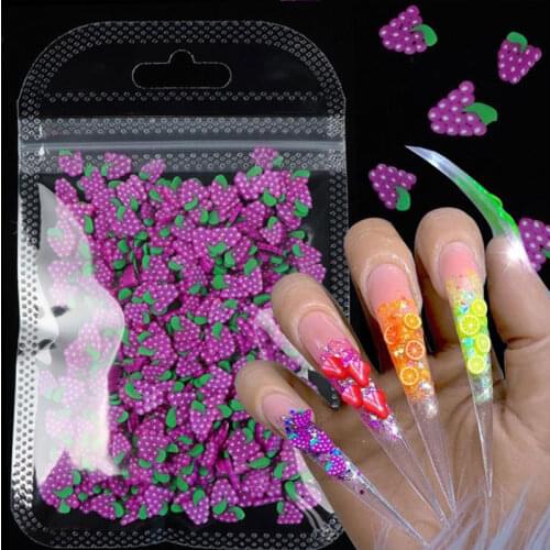 Mixed Styles 3D Fruit Tiny Slices Sticker Polymer Clay DIY Design Slice Nail Art Decors Nail Art Tips Fruit Slice Nail Art Decor