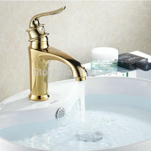 Basin Faucets Gold Plating Mixer Taps Single Hole Sink Faucet Torneira Banheiro G1030