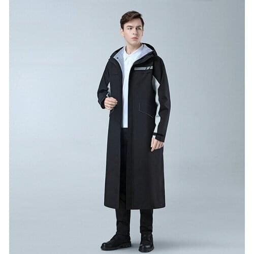 Travel Reflective Raincoat Jacket Men Adult Motorcycle Thicken Rain Coat Poncho Cover Black Chubasquero Hombre Rain Gear DK50RC
