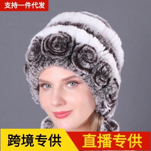 Warm and Thick Fur Hat with Ear Protection. Rex Rabbit Fur Hat. Warm Round Hat In Autumn and Winter. Knitting Womens Wool Hat
