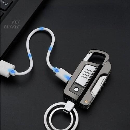 Multifunctional Keychain Cigarette Lighter USB Rechargeable Heating Wire Lighter Smoking Accessories for Weed Gadgets for Men