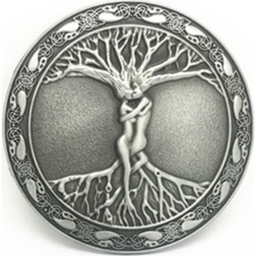 Wholesale Vintage Western zinc alloy buckle round tree of life belt buckle for 4 cm belt accessories