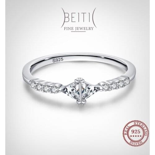 Beitil High Quality 925 Sterling Silver Simple Geometric Zircon Finger Ring For Women Minimalist Fine Jewelry 2021 New Style
