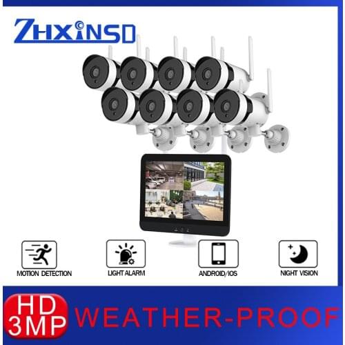 ZHUHUIFEI 5MP NVR outdoor security protection with screen camera set HD wireless CCTV system waterproof 8CH security camera