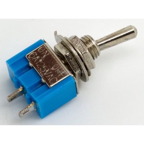 10pcs/lot MTS-101 perforate diameter 6 mm self-lock 2 pin ON - OFF SPST 2 positions toggle switch