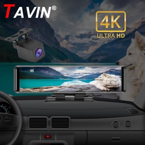 12 Inch Car DVR Stream Media Dash Cam 1080P Touch Screen Dual Lens 4K Video Recorder Rearview Mirror Backup Camera Registrator