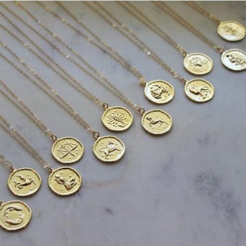 12 Constellations Necklace 2020 Fashion Jewelry For Women Charm Pendant Necklaces For Women Copper Zircon Necklace High quality