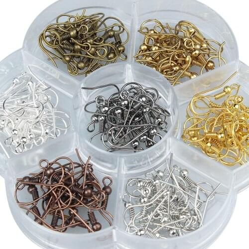 140pcs/box 7 Colors Earring Hooks Earrings Clasps With Spring Earring Wires Earring Accessories DIY Jewelry Making Findings