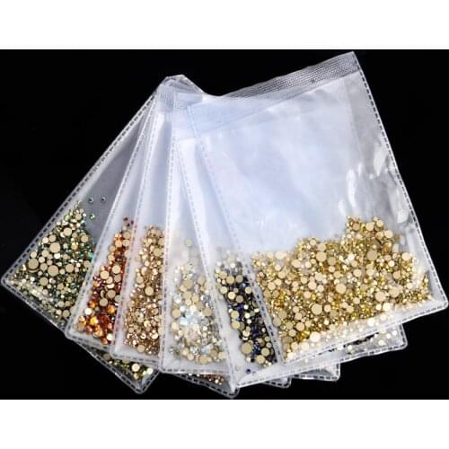 1440PCS/Pack Flatback AB Glass Nail Rhinestones Mixed Size Color Nail Art Decoration Stones Shiny Gems Manicure Accessories Kit