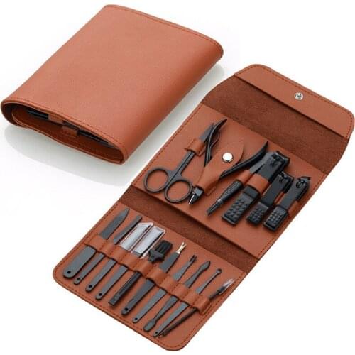 16pcs Manicure Set Pedicure Sets Nail Clipper Stainless Steel Professional Nail Cutter Tools with Travel Case Kit