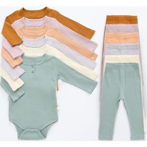 2pcs Newborn Baby Girl Clothes Set 0-2 Years Toddler Girls Clothing Set Cotton Romper + Pants Spring Baby Boys Clothes Outfits