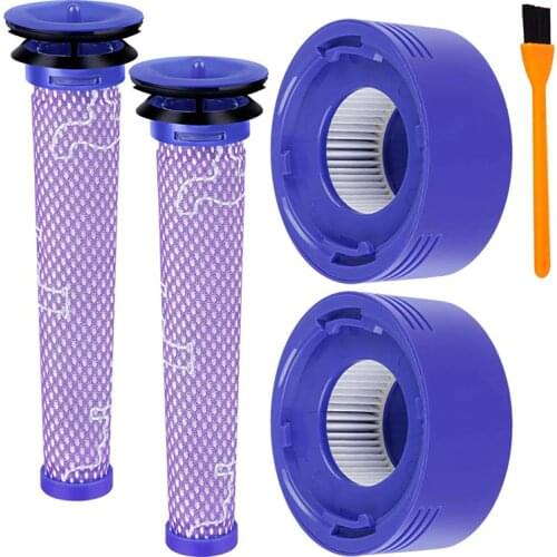 2 Pack Pre-Filters and 2 Pack HEPA Post-Filters Replacements Compatible for Dyson V8 and V7 Cordless Vacuum Cleaners