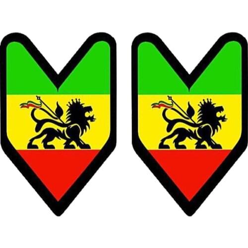 2 X Funny JDM Rasta Flag Car Sticker PVC Reflective Waterproof Decal,11cm*7cm