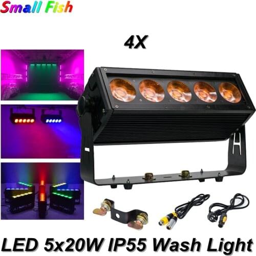 4Pcs/Lot Waterproof LED Wall Wash 5x20W RGB 3IN1 Lighting LED Light Bar Wash Wall Mute LED Long Bar Lighting Music Disco Party