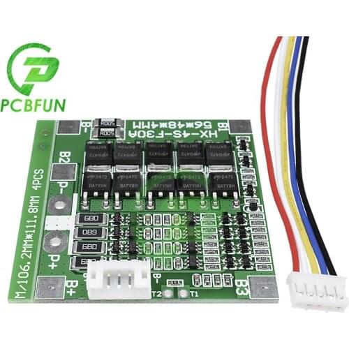 4S 30A 14.8V Li-ion Lithium 18650 Battery BMS Packs PCB Charger Charging Protection Board Balance Integrated Circuits With Wire