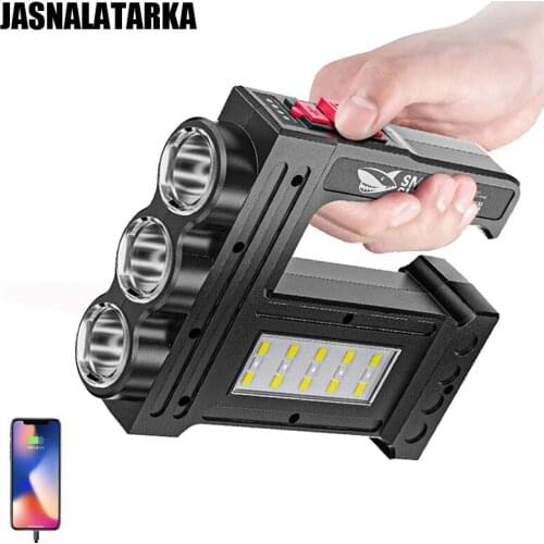 5 Switch Mode Powerful Flashlight COB Side Light USB Recharge Hight Power Flashlights Outdoor Hiking Camping Torch Power Bank