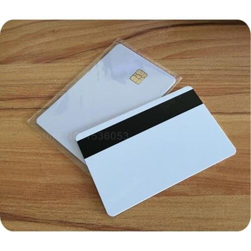 500PCS 2 in 1 Blank PVC IC Card SLE 4442 Chip With Hico Magnetic Mag Stripe Smart Card