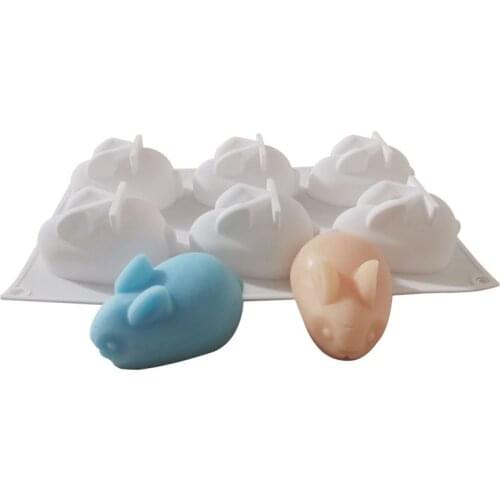 6 Cavity 3D Rabbit Shape Animal Silicone Mold for Soap Making DIY Handmade Loaf Moulds Wedding Silikon Form