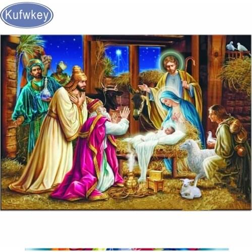 5d Diy Diamond Paintings Jesus Christ Birth Christmas Diamond Pattern Beadwork 3d Pictures Needlework Religious Diamond Mosaic