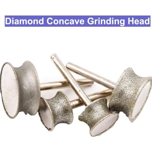 URANN 6mm Shank Diamond Concave Grinding Head Abrasive Tools Jade Ring Bracelet Polishing Grinding Concave Wheel Jade Carving