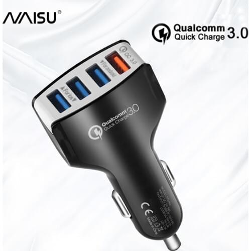NAISU 4 USB Car-Charger Quick Charge QC3.0 Mobile Phone Car Adapter For Iphone 12Pro 11 Huawei P30Pro Samsung Xiaomi With Box