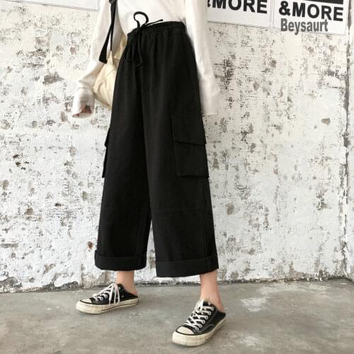 Women Trousers Hip Hop Streetwear Baggy Cargo Pants Women Harajuku Joggers Wide Leg Sweat Pants Femme