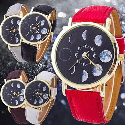 Hot Selling Fashion Lady Leather Strap Watch Moon Dial Woman Watch Fashion Wild Quartz Watch Casual Watch orologio donna