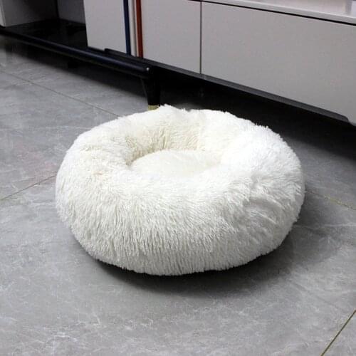 Long Plush Dounts Bed Cushion Calming Bed Pet Kennel Super Soft Fluffy Comfortable for Large Cat Dog House 698