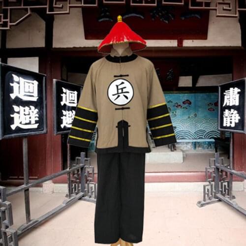 Ancient Chinese Yamen Police Office Soldiers and Police Costume Hanfu Cosplay Costume for Men TV Play Stage Performance
