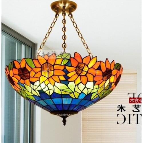 European Garden Tiffany Pendant Mediterranean Color Lighting Living Room / Bedroom / Study Lamps Pt043b-20 Bed lampen