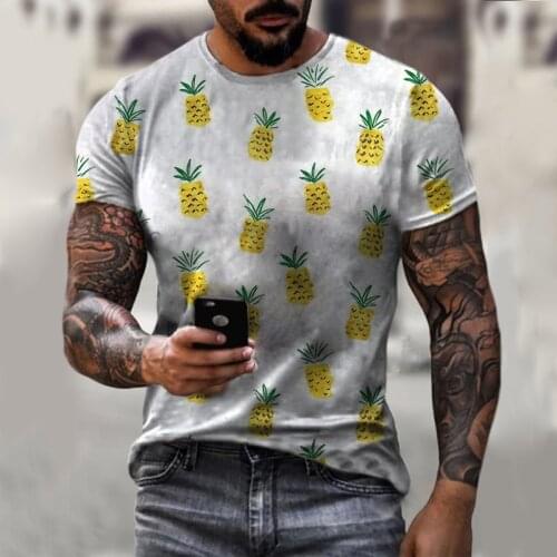 Mens Fruit Cotton T-Shirt 3D Print Pineapple T Shirt Summer Graphic Tees Pattern Women/Men Short Sleeve Novelty Streetwear Tops