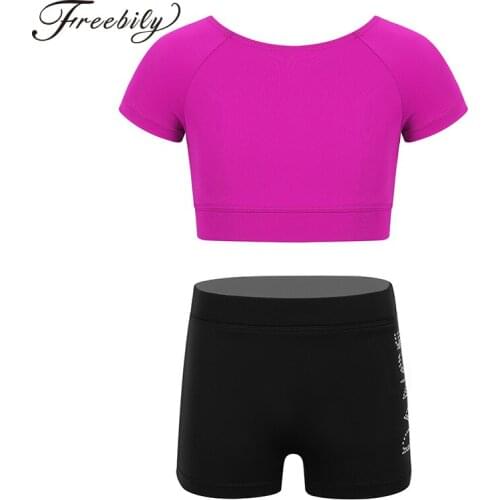 Gymnastics leotard for Girls Tankini dance Outfit Short Sleeves Tank Top with Letters Printed Bottoms Ballet Dance Gym Workout