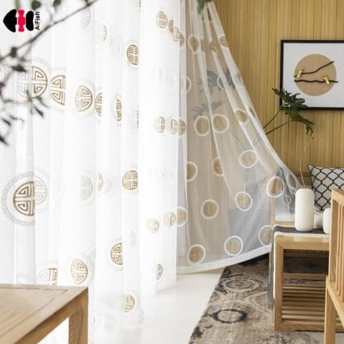 Chinese Classical Luxury Tulle Curtain for Living Room Elegant Coffee Grey Translucent Mesh Window Treatment Tende M071C
