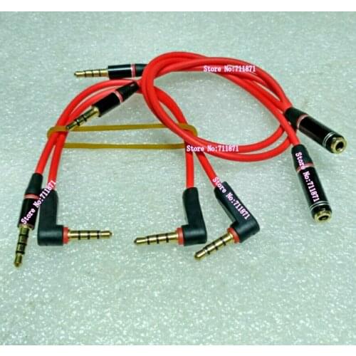 Red short 3 4 Section 3.5 Stereo Audio line Cable Male Female 3.5mm Audio extension cord Bend Right Angle 3.5 Audio line wire