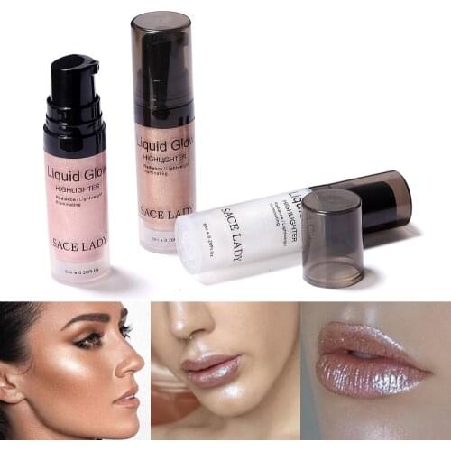 Face Highlighter Cream Liquid Illuminator Makeup Shimmer Make Up Facial Brighten Shine Brand Cosmetic Eyes Body Glow