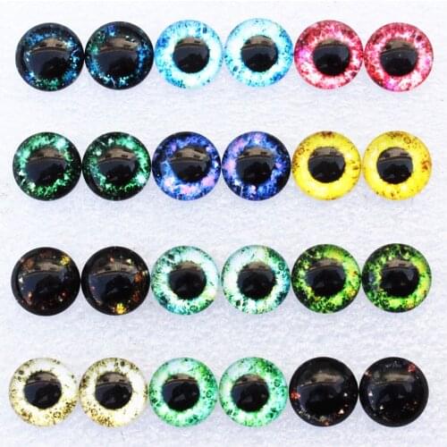 12mm Random Mixed Dragon Eyes Round Glass Cabochon Flatback Photo Dome Jewelry DIY Accessories Tray by pair 50pcs/lot K06109