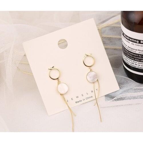 Fashion geometric shells earrings contracted temperament tassels eardrop ms long