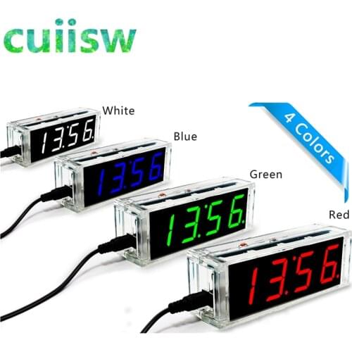 4-digit DIY Digital LED Clock Kit Light Control Temperature Date Time Display with Transparent Case Timer DIY Kit