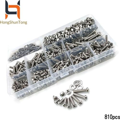 810pcs/set 304 stainless steel Cross-head Set Screw Bolts Nut Cap Head Screw Set Fastener Assortment Kit Repair Tools Set