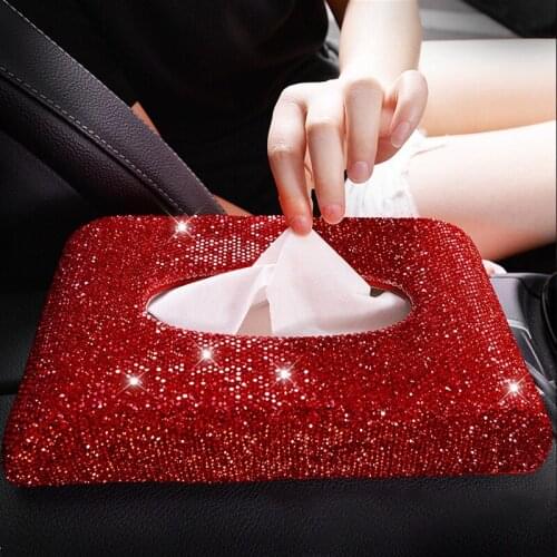 2021 New Car Tissue Box with Diamonds Diamond Tissue Holder for Car High Quality