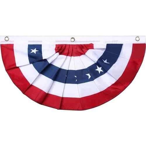 New printed stripes stars USA Pleated Fan bunting Half Banner flag for july 4th independence day decoration 2021