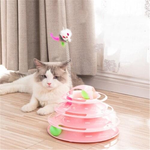 New Training Intelligence Tower Tracks Amusement Plate 3 Levels Pet Cat Toy Funny Tower Tracks Disc Cat Tracks Toys Cat Toys