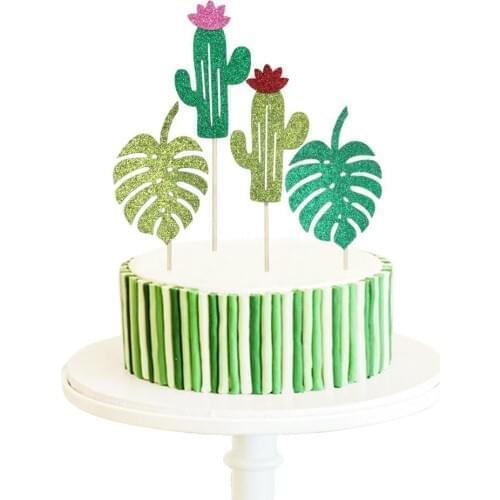 Omilut Cactus Glittery Cupcake Topper Taco Bout A Baby Cake Decor Cactus Paper Straws Tropical Party Disposable Supplies Decor