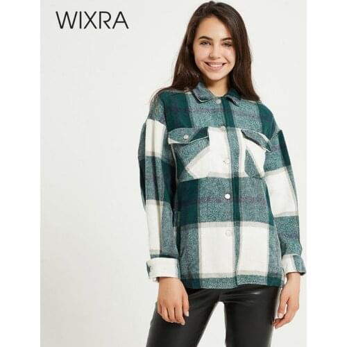 Wixra Womens Plaid Coat Jacket Loose High Quality Warm Overcoat Streetwear Fashion Casual Coats 2020 Autumn New