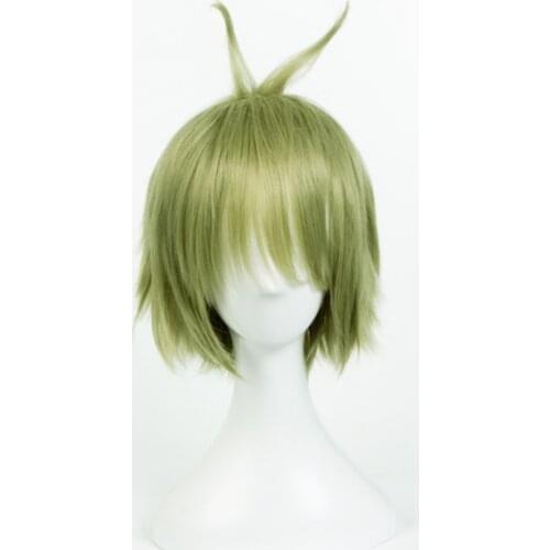 Rantaro Amami Green Color Wig Danganronpa: Trigger Happy Havoc Cosplay Short Wig Hair Synthetic Cosplay Wig 35cm
