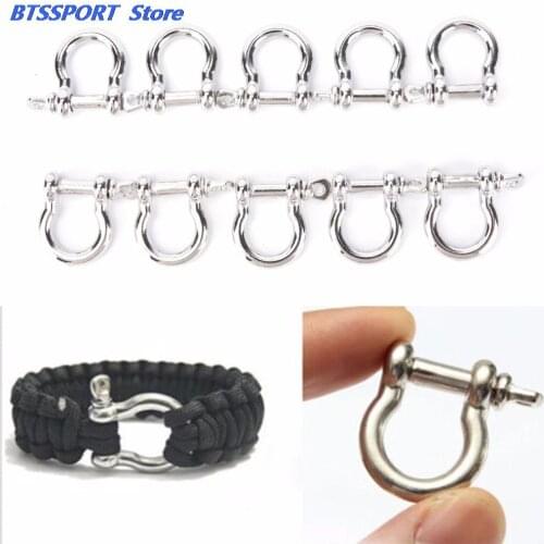 10Pcs Alloy Adjustable O and U Shape Anchor Shackle Outdoor Survival Rope 2019 New Bracelet Buckle For Outdoor Spor