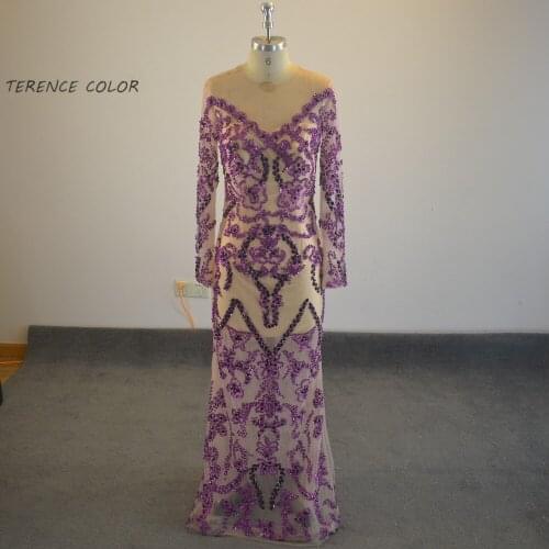 Luxury Long Sleeves Prom Dresses Beading Mermaid Women Evening Dresses