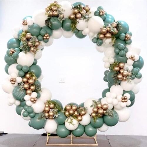 DIY Retro Bean Green Global Baby ShoweR Balloon Garland Arch Kit 12Ft White Gold Latex Air Balloon Pack for Birthday Party Decor