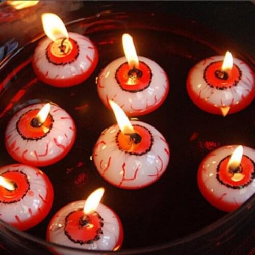 Eyeball Shapes Candle Light Paraffin Simulation Halloween Candle Lamp Floating On Water Creative Candlestick Halloween Decor